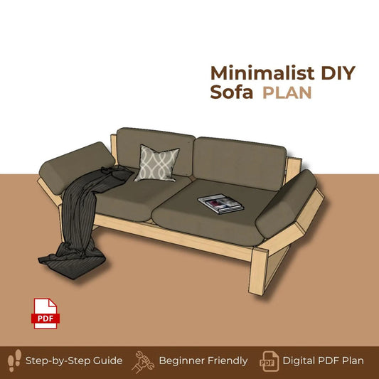 Minimalist DIY Sofa Plan Customizable Seat Cushion, Removable Cover, Modern Frame