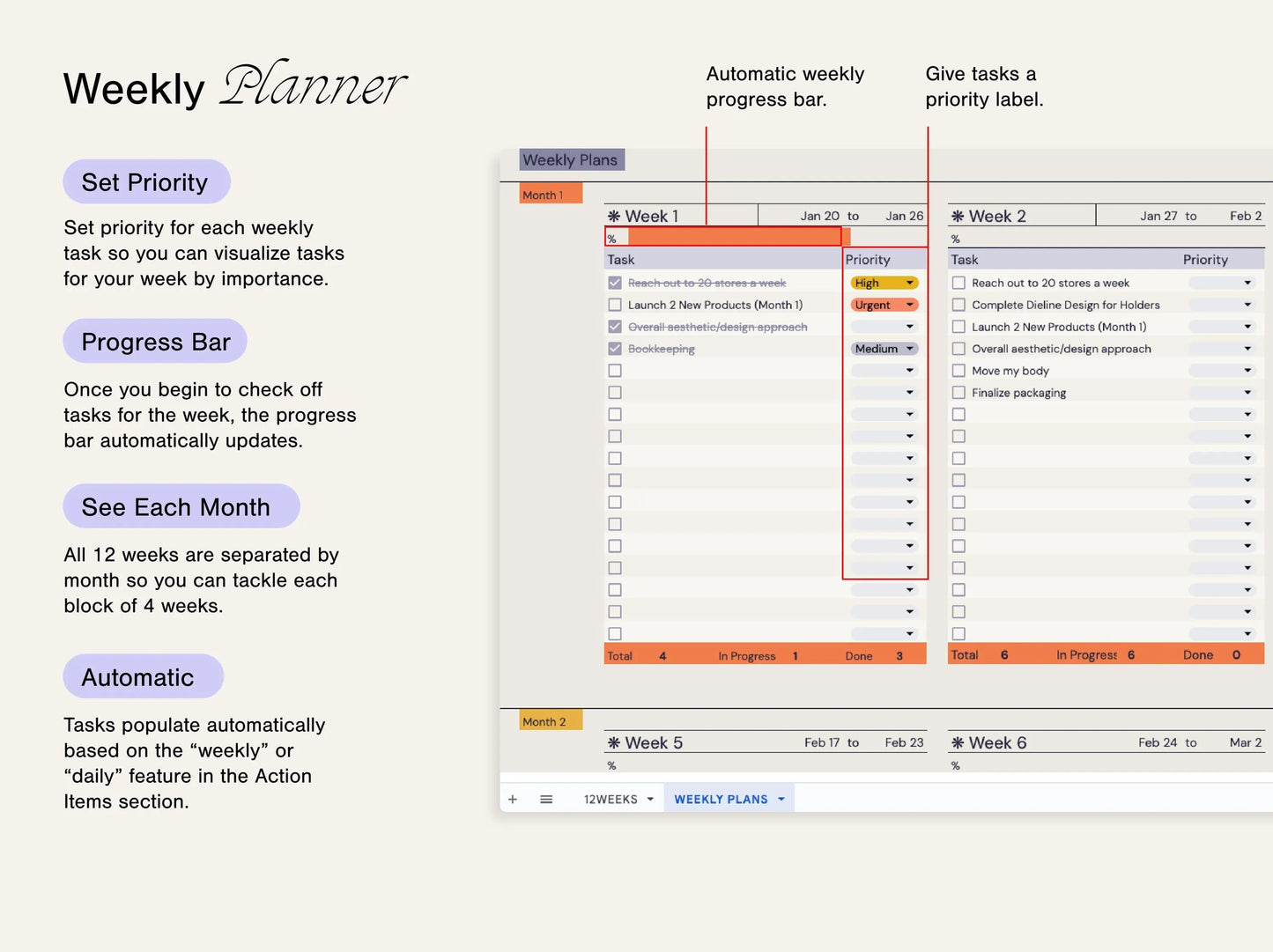 12 Week Year Goal Planner