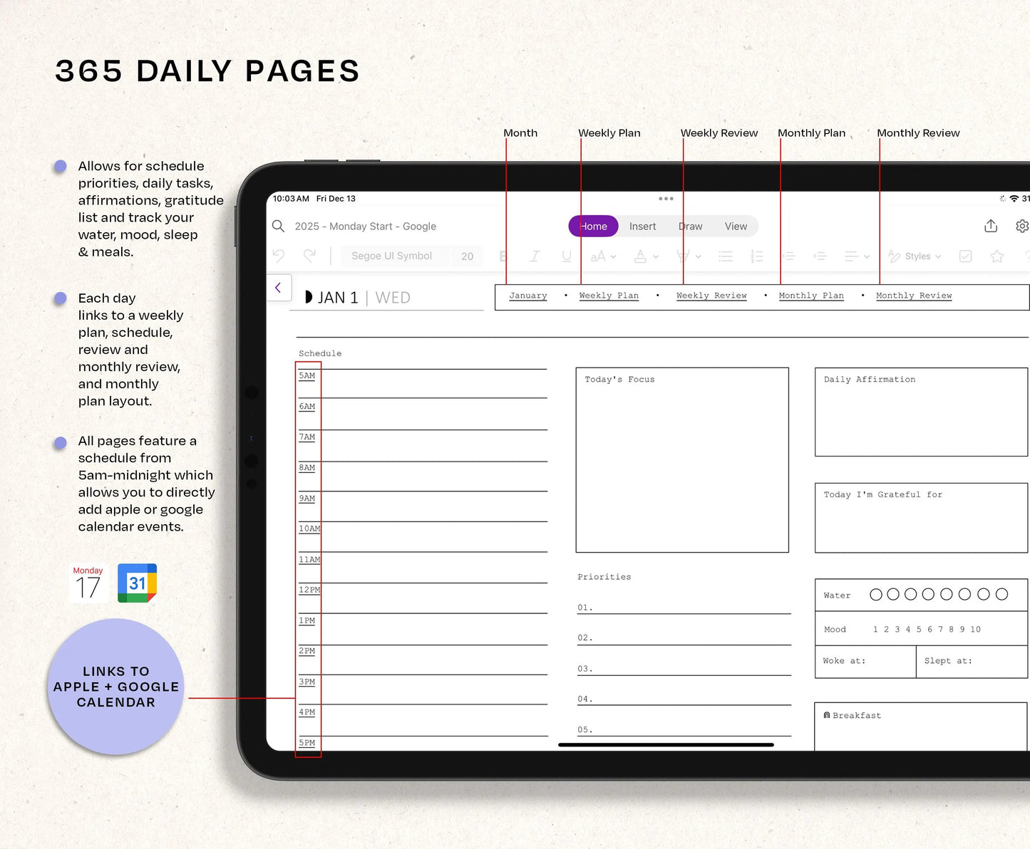 OneNote Planner 2026 Hyperlinked Digital Planner