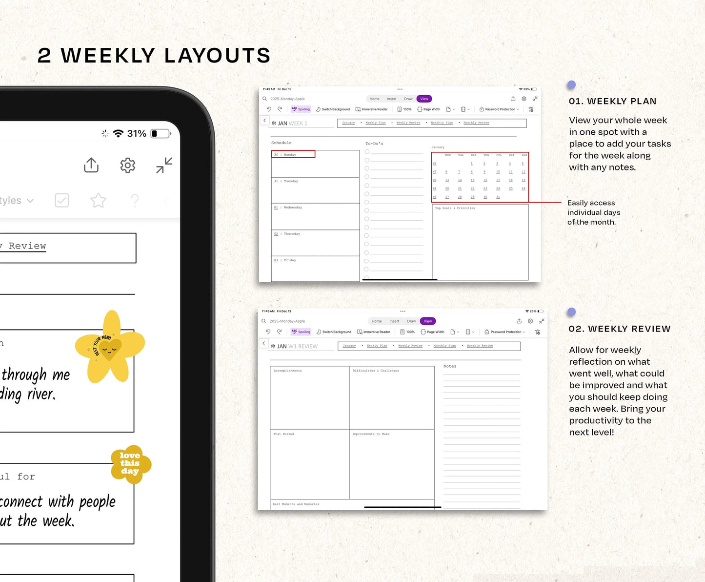 OneNote Planner 2026 Hyperlinked Digital Planner
