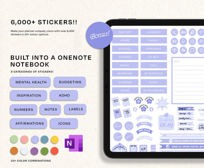 OneNote Planner 2026 Hyperlinked Digital Planner