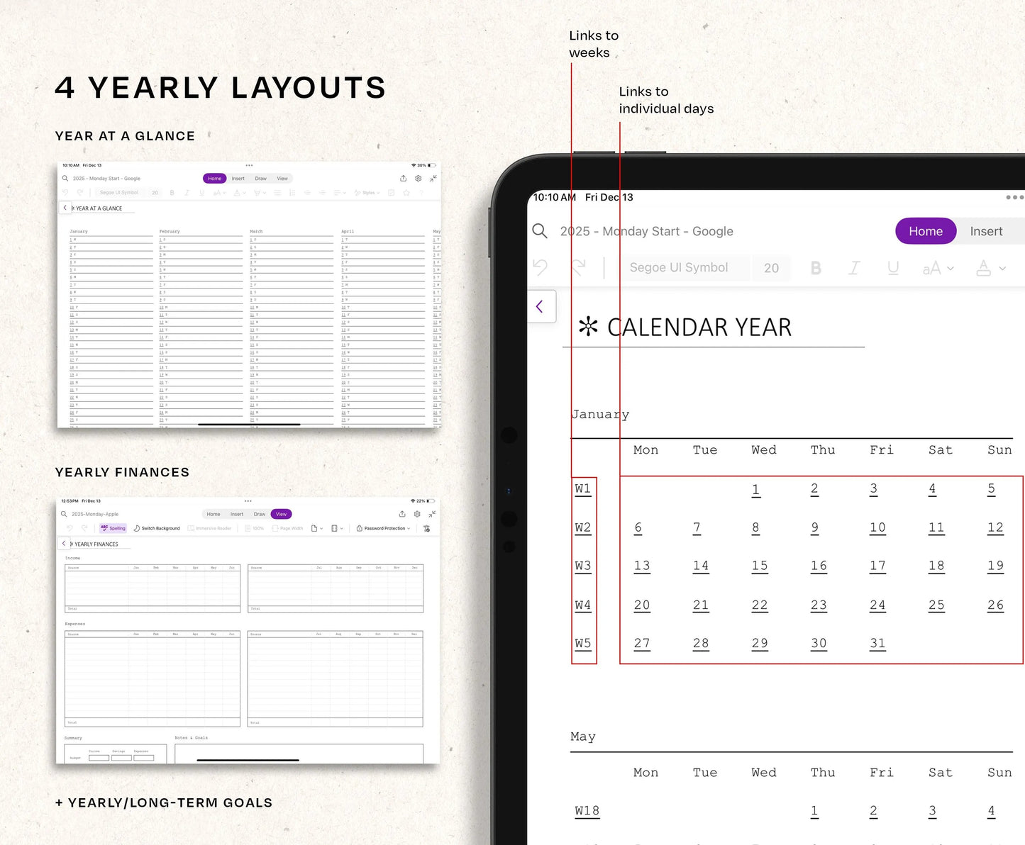 OneNote Planner 2026 Hyperlinked Digital Planner