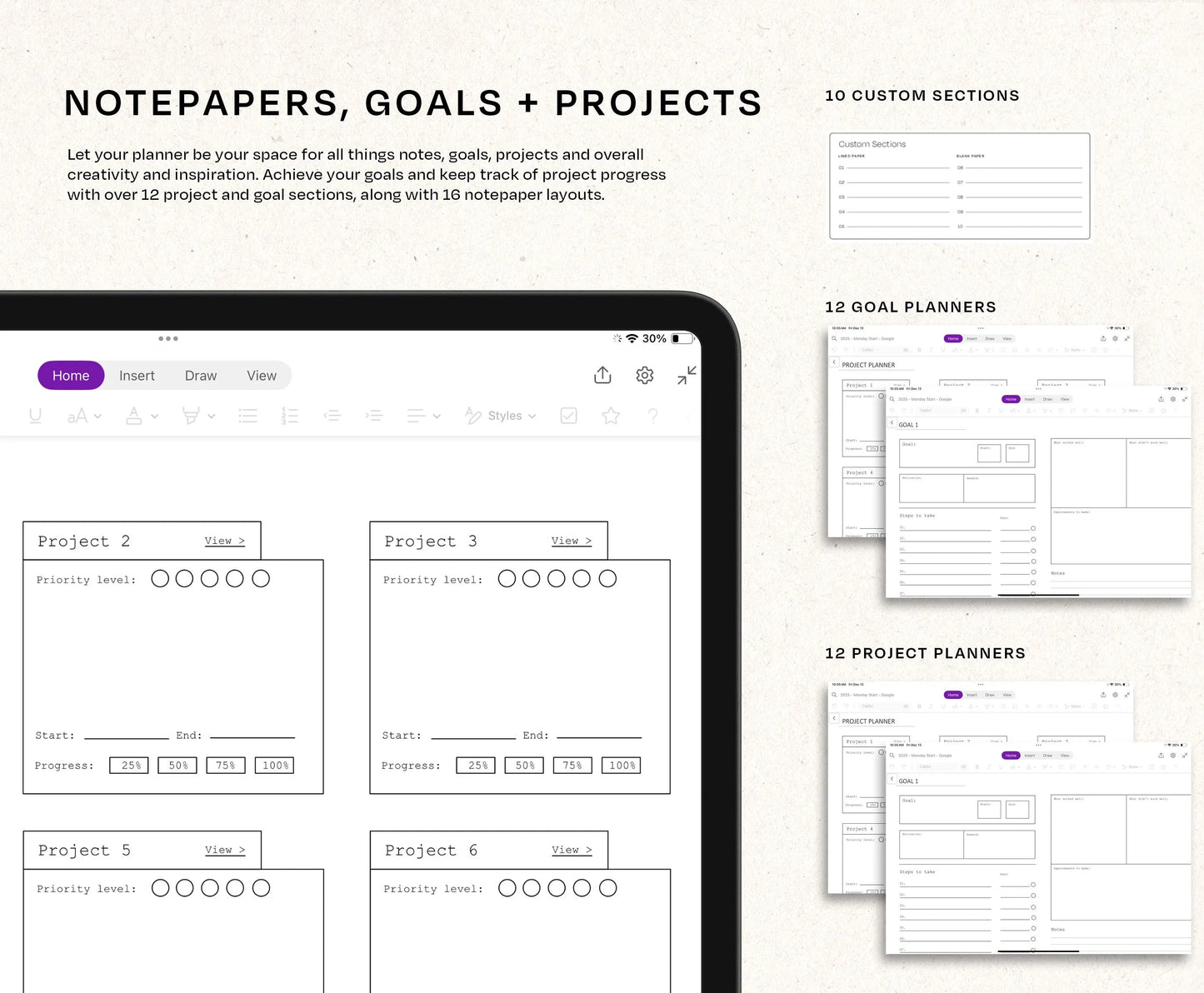 OneNote Planner 2026 Hyperlinked Digital Planner