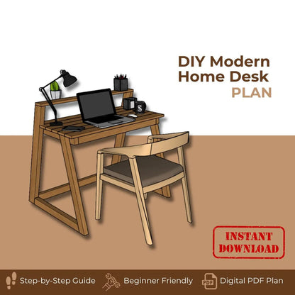 Modern Home Desk Woodworking Plan DIY Office Desk