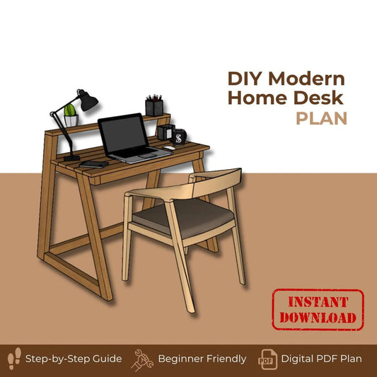 Modern Home Desk Woodworking Plan DIY Office Desk