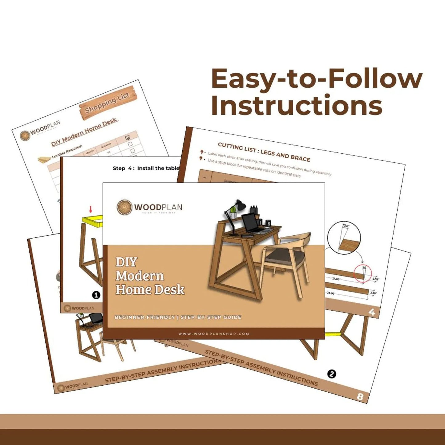 Modern Home Desk Woodworking Plan DIY Office Desk