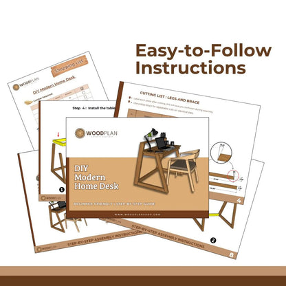 Modern Home Desk Woodworking Plan DIY Office Desk