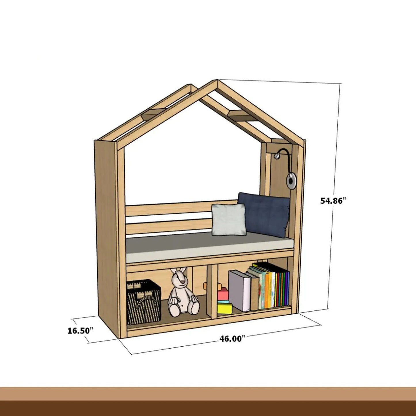 Kids Reading Nook Plan House-Frame Bench