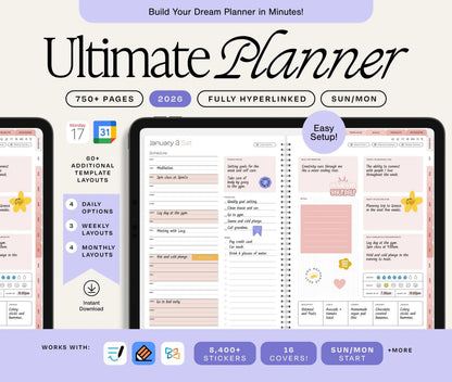 Digital Planner 2026 ADHD Digital Planner College Planner